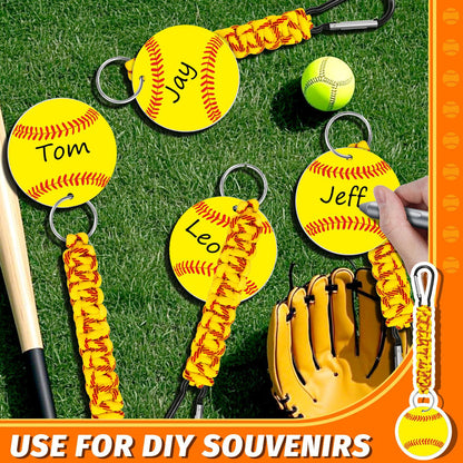 White DIY Baseball Keychain – Acrylic Ball Pendant with Nylon Rope, 2-Pack - Image 4