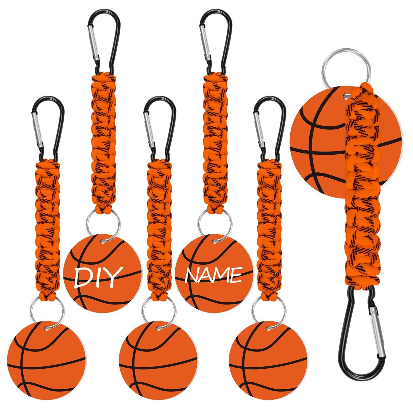 Brown DIY Basketball Keychain – Acrylic Ball Pendant with Nylon Rope, 2-Pack