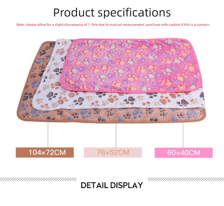 Green Pet Blanket Set – Plush Paw Print Design, 3-Piece Pack (S/M/L Sizes) - Image 4