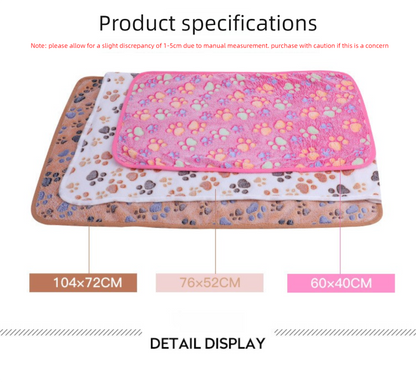 Green Pet Blanket Set – Plush Paw Print Design, 3-Piece Pack (S/M/L Sizes) - Image 4