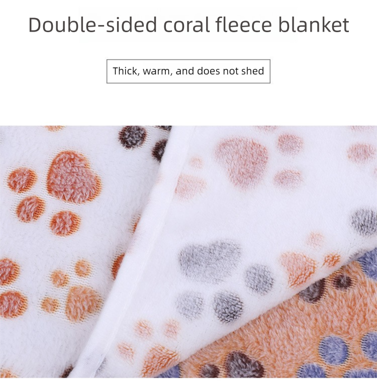 Pink Pet Blanket Set – Plush Paw Print Design, 3-Piece Pack (S/M/L Sizes) - Image 5