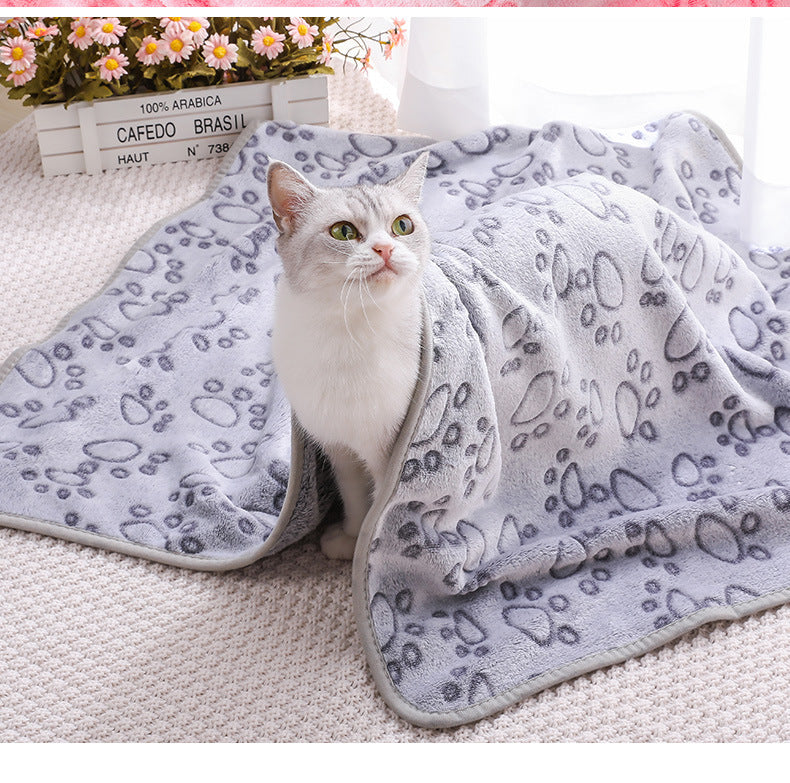 Beige Pet Blanket Set – Plush Paw Print Design, 3-Piece Pack (S/M/L Sizes) - Image 2