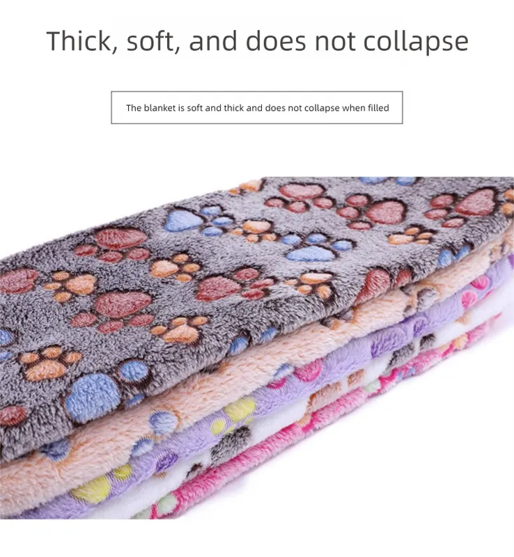 Pink Pet Blanket Set – Plush Paw Print Design, 3-Piece Pack (S/M/L Sizes) - Image 6