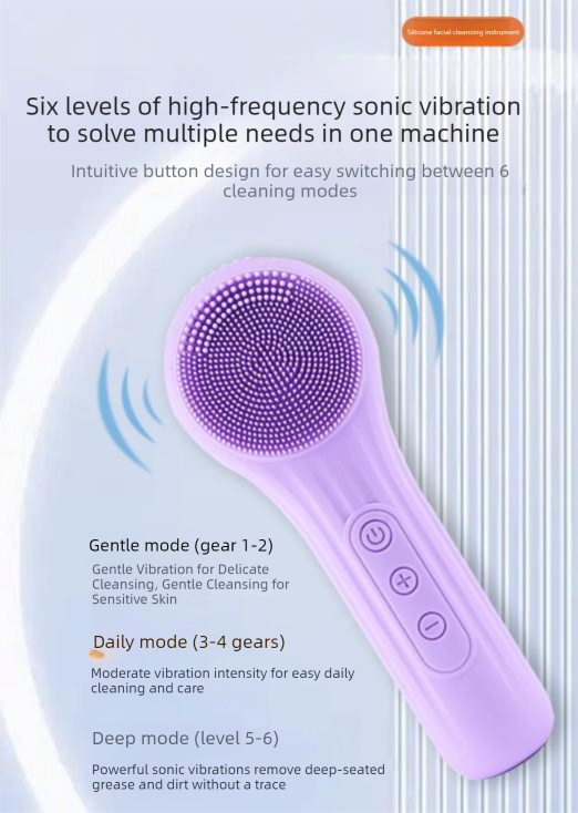 Black Multi-Functional Silicone Facial Cleansing Brush – Ultrasonic & Heat Infusion Beauty Device - Image 2