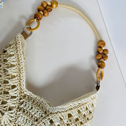 Brown Stylish Hand-Woven Paper Rope Bag – Boho Crochet Tote for Summer & Travel - Image 3