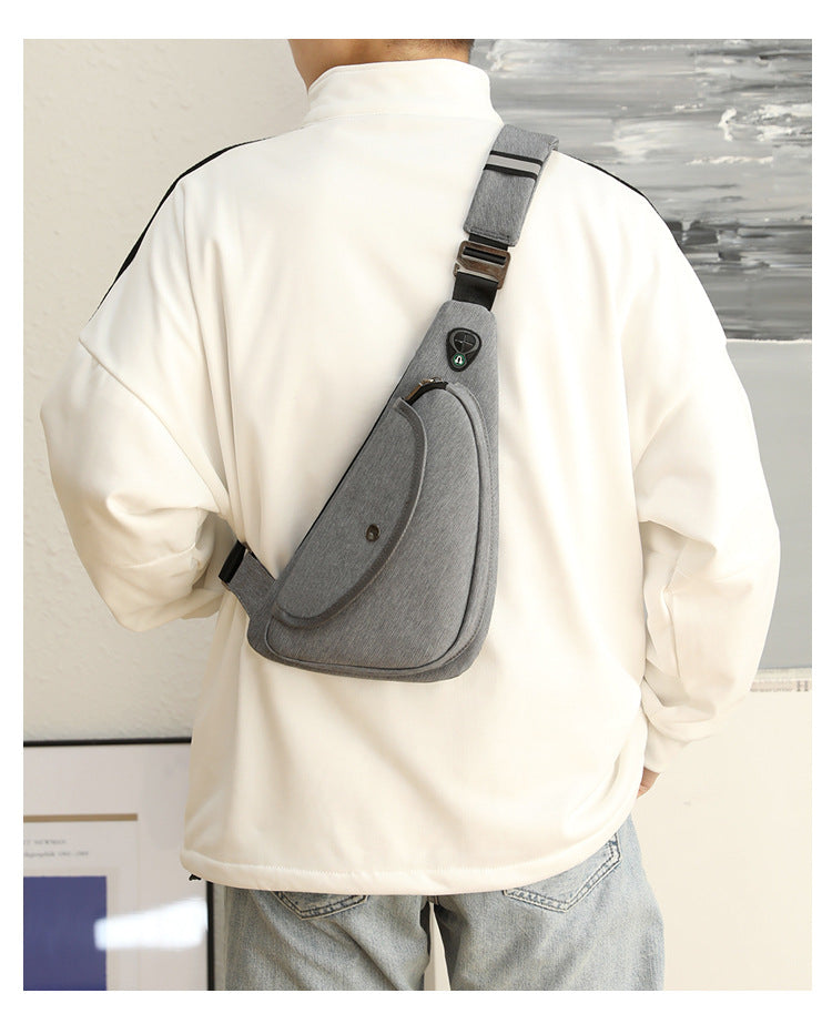 Grey Men's Nylon Fabric Chest Bag – Lightweight, Waterproof & Multi-Functional Crossbody Sling Bag - Image 6