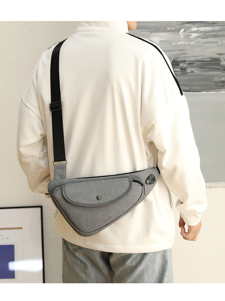 Grey Men's Nylon Fabric Chest Bag – Lightweight, Waterproof & Multi-Functional Crossbody Sling Bag - Image 7