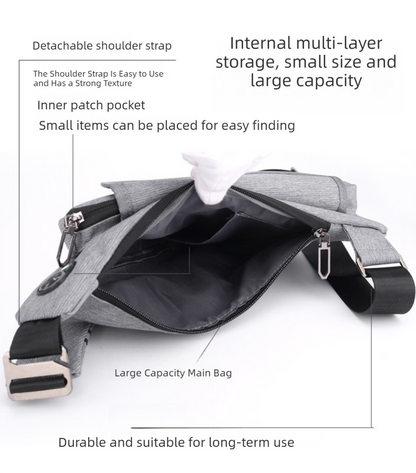 Black Men's Nylon Fabric Chest Bag – Lightweight, Waterproof & Multi-Functional Crossbody Sling Bag - Image 4