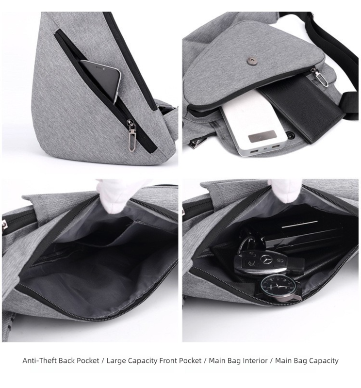 Dark Blue Men's Nylon Fabric Chest Bag – Lightweight, Waterproof & Multi-Functional Crossbody Sling Bag - Image 5