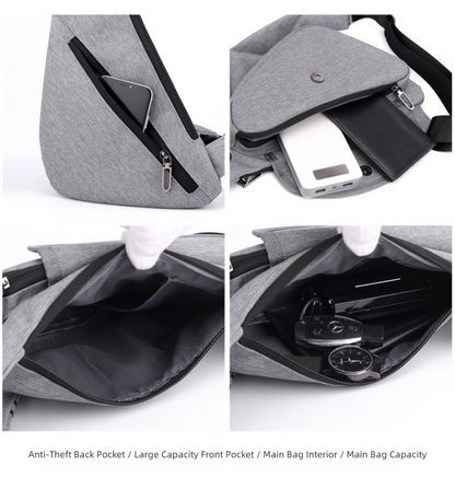 Dark Blue Men's Nylon Fabric Chest Bag – Lightweight, Waterproof & Multi-Functional Crossbody Sling Bag - Image 5