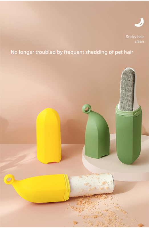 Green Multifunctional Banana-Shaped Lint Remover – Portable Sticky Hair Cleaner with 6 Replaceable Rolls - Image 2