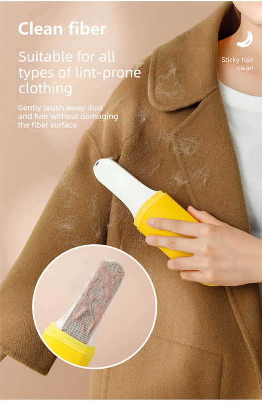Green Multifunctional Banana-Shaped Lint Remover – Portable Sticky Hair Cleaner with 6 Replaceable Rolls - Image 3