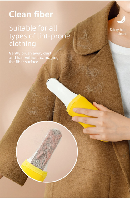 Green Multifunctional Banana-Shaped Lint Remover – Portable Sticky Hair Cleaner with 6 Replaceable Rolls - Image 3