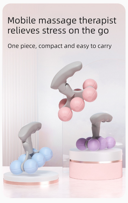 Pink Portable 6-Wheel Massage Roller – Quiet, Compact Muscle Relief Tool for Neck, Back, Legs & Shoulders - Image 2