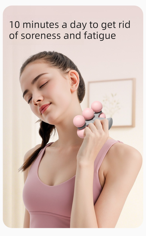 Blue Portable 6-Wheel Massage Roller – Quiet, Compact Muscle Relief Tool for Neck, Back, Legs & Shoulders - Image 3