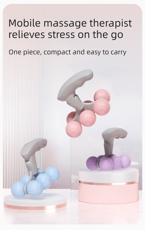 Purple Portable 6-Wheel Massage Roller – Quiet, Compact Muscle Relief Tool for Neck, Back, Legs & Shoulders - Image 2