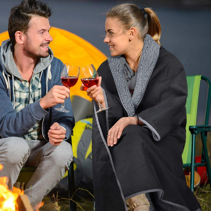 Black and Grey 3-Layer Waterproof Outdoor Blanket – Portable, All-Weather Picnic & Camping Mat with Storage Pocket - Image 4