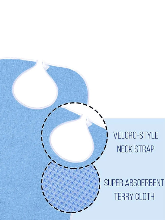 Blue Anti-Stain Feeding Apron with Pocket – Adjustable Care Bib for Elderly & Disabled Adults (2-Pack) - Image 3