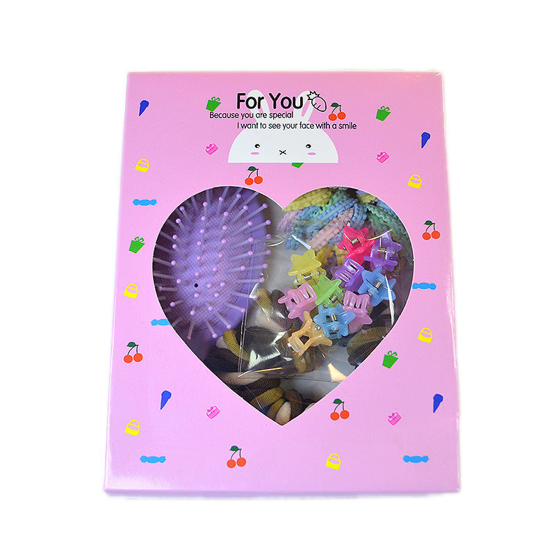 Style 1 Boxed Hair Tie Set with Pink Rubber Bands, Cute Hair Accessories & Mini Comb – Perfect Gift for Girls - Image 3