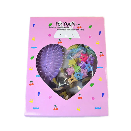 Style 5 Boxed Hair Tie Set with Pink Rubber Bands, Cute Hair Accessories & Mini Comb – Perfect Gift for Girls - Image 3