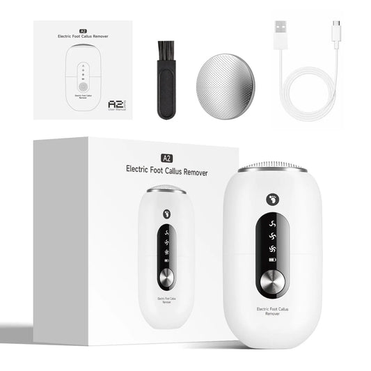 White 2-in-1 Electric Foot Care Device – Cordless Callus Remover & Skin Polisher with Dual Heads