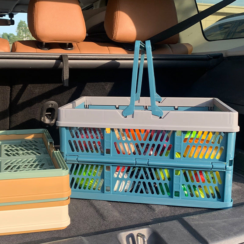 Large Collapsible Storage Basket with Handles - Portable Folding Crate for Shopping, Picnics & Car Trunk(green) - Image 4