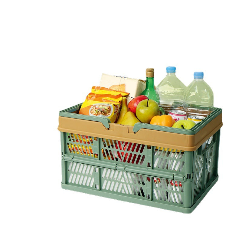 Large Collapsible Storage Basket with Handles - Portable Folding Crate for Shopping, Picnics & Car Trunk(Brown ) - Image 5