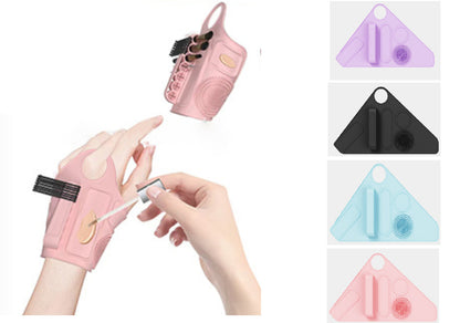 2pc Multi-Functional Silicone Makeup Artist Wristband - Wearable Palette, Brush Holder & Cleaner(pink) - Image 2