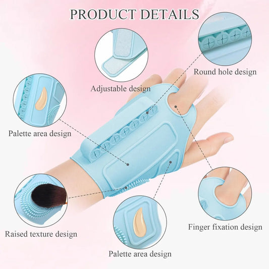 2pc Multi-Functional Silicone Makeup Artist Wristband - Wearable Palette, Brush Holder & Cleaner(pink) - Image 3