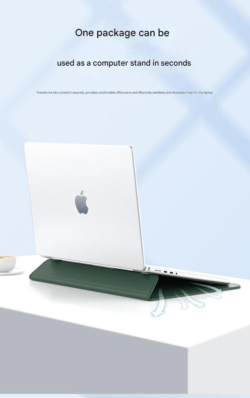 3-in-1 PU Leather Laptop Sleeve with Stand & Mouse Pad + Accessory Pouch(black) - Image 5