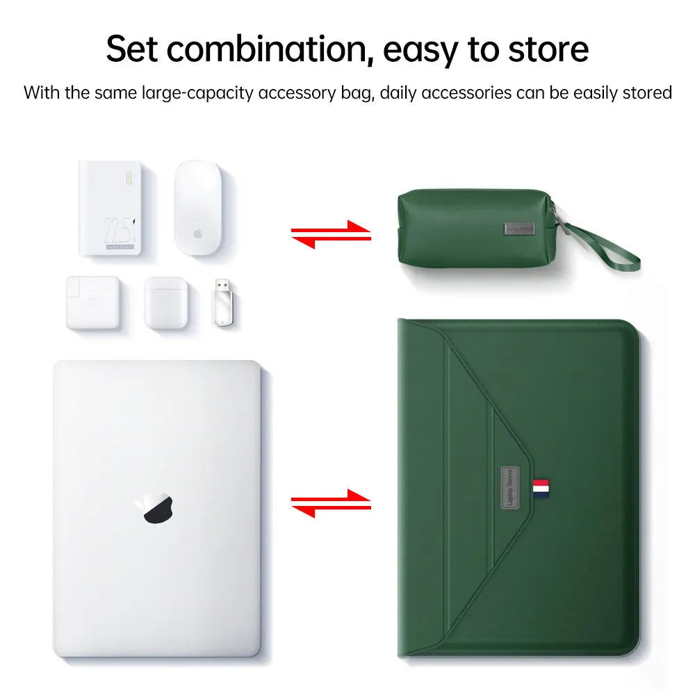 3-in-1 PU Leather Laptop Sleeve with Stand & Mouse Pad + Accessory Pouch(Gray) - Image 2