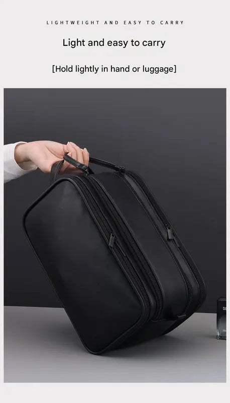 Large Capacity PU Leather Toiletry Bag - Multi-Compartment Dopp Kit & Cosmetic Organizer(black) - Image 3