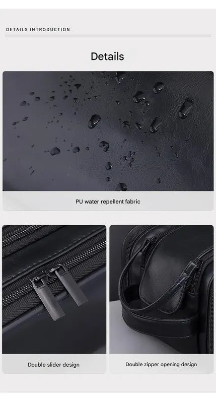 Large Capacity PU Leather Toiletry Bag - Multi-Compartment Dopp Kit & Cosmetic Organizer(black) - Image 7