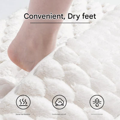 Luxury Plush Memory Foam Bath Mat with Foot Drying Panel - Super Absorbent & Non-Slip Bathroom Rug(Checkered beige) - Image 2