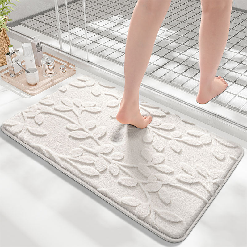 Plush Embossed Leaf Bath Mat - Ultra Soft, Absorbent & Non-Slip Bathroom Rug(Dark gray 50*80㎝) - Image 2