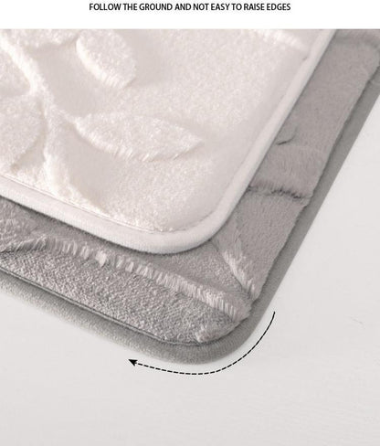 Plush Embossed Leaf Bath Mat - Ultra Soft, Absorbent & Non-Slip Bathroom Rug(Dark gray 50*80㎝) - Image 6