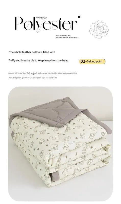 Lightweight Reversible Summer Quilt - Soft, Breathable & Machine Washable Comforter(150x200cm Blue Heart) - Image 4