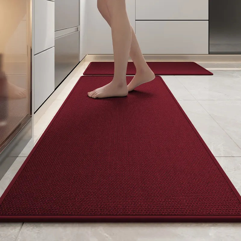 Absorbent & Dirt-Resistant Woven Kitchen Mat - Non-Slip Runner Rug for Home(Style Woven Red)