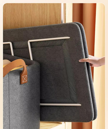 2pc Foldable Fabric Storage Bin with Steel Frame & Handles - 26L Stackable Closet Organizer(Green) - Image 5
