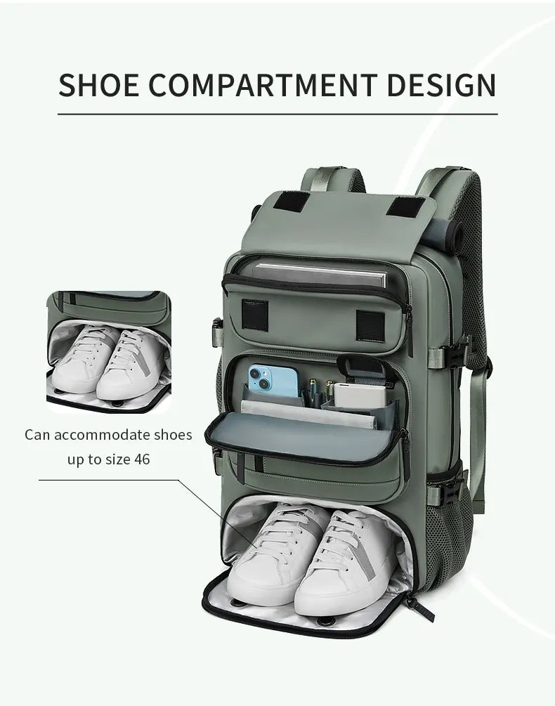 4-in-1 Convertible Travel Backpack & Briefcase - Large Capacity, 16" Laptop Compartment, USB Port(Army Green) - Image 6