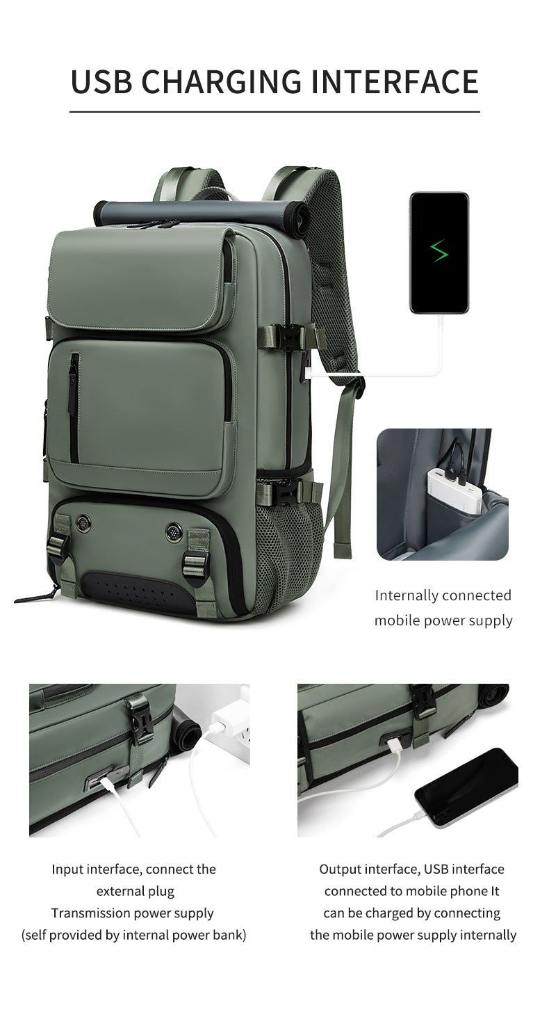 4-in-1 Convertible Travel Backpack & Briefcase - Large Capacity, 16" Laptop Compartment, USB Port(Army Green) - Image 7