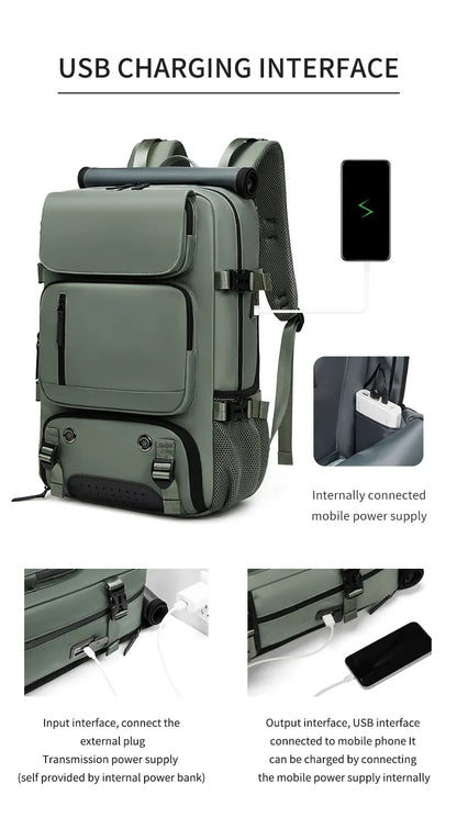 4-in-1 Convertible Travel Backpack & Briefcase - Large Capacity, 16" Laptop Compartment, USB Port(Army Green) - Image 7