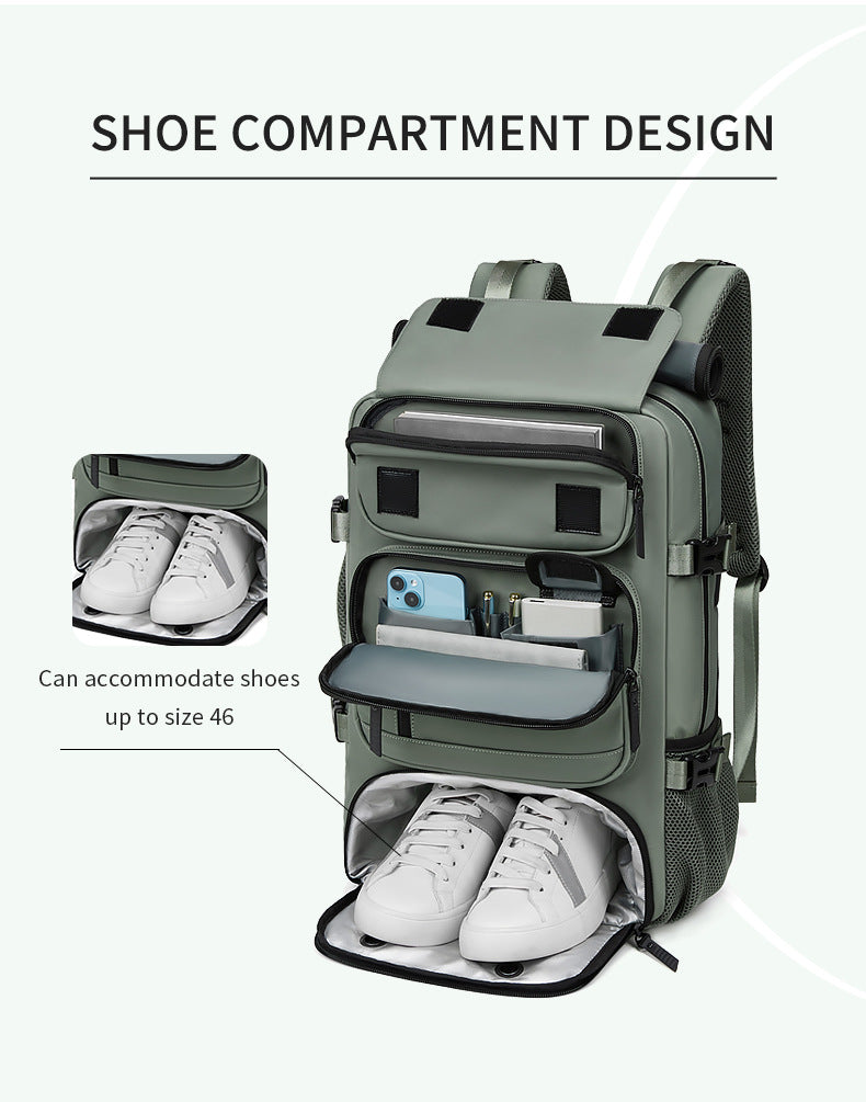 4-in-1 Convertible Travel Backpack & Briefcase - Large Capacity, 16" Laptop Compartment, USB Port(Dark Green) - Image 6