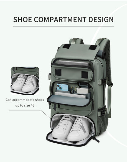 4-in-1 Convertible Travel Backpack & Briefcase - Large Capacity, 16" Laptop Compartment, USB Port(Dark Green) - Image 6