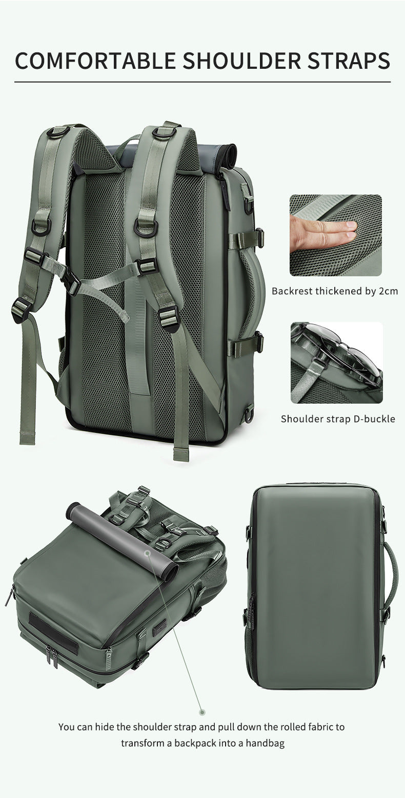 4-in-1 Convertible Travel Backpack & Briefcase - Large Capacity, 16" Laptop Compartment, USB Port(Dark Green) - Image 8
