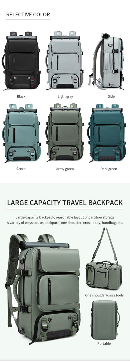 4-in-1 Convertible Travel Backpack & Briefcase - Large Capacity, 16" Laptop Compartment, USB Port(Black) - Image 2