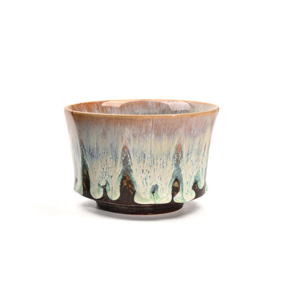 Beige 225ml Ceramic Kiln Glazed Coffee Latte Art Cup - Retro Style Matcha Bowl