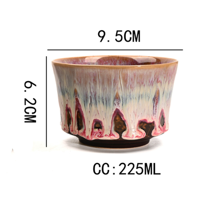 Beige 225ml Ceramic Kiln Glazed Coffee Latte Art Cup - Retro Style Matcha Bowl - Image 2