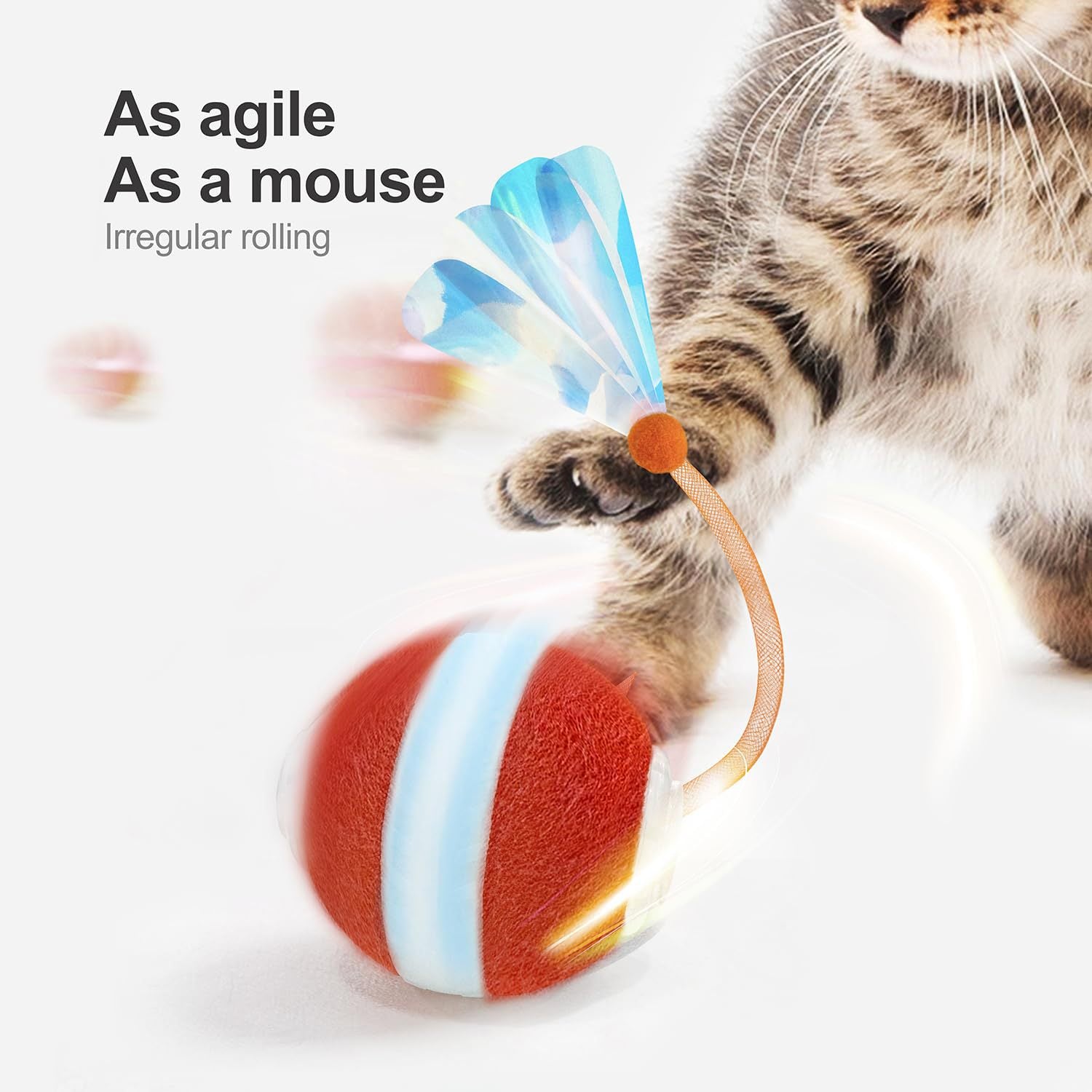 Blue Interactive Smart Electric Cat Toy Ball - Automatic Irregular Rolling Teaser for Independent Play - Image 2