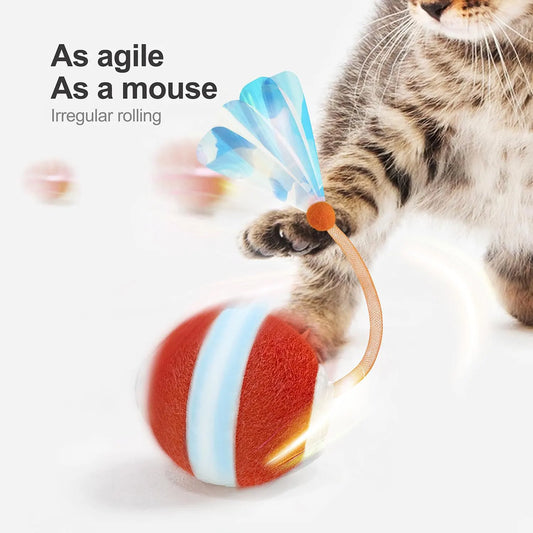 Blue Interactive Smart Electric Cat Toy Ball - Automatic Irregular Rolling Teaser for Independent Play - Image 2